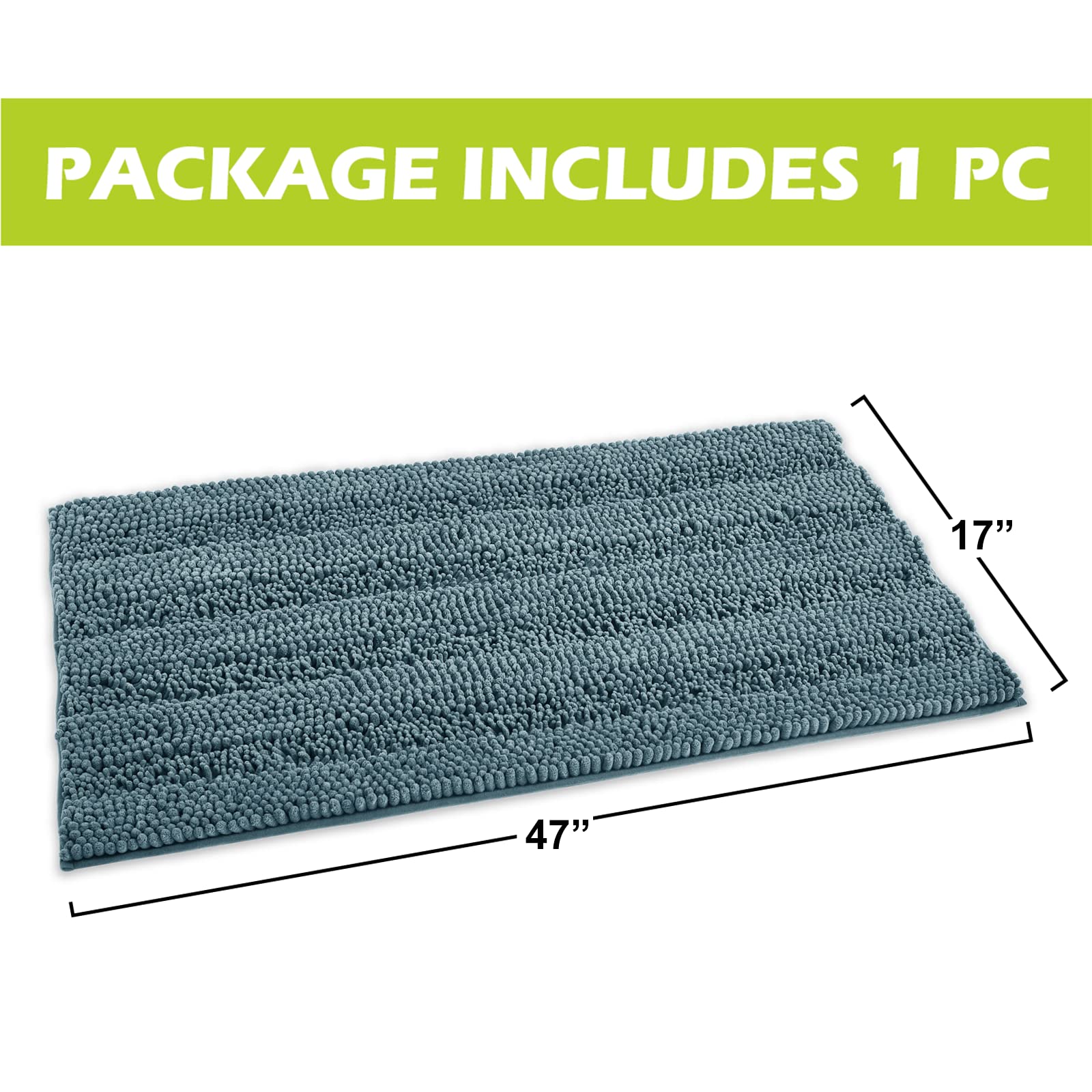 Kgorge Arctic Blue Bath Mat - Quick Drying Bathroom Rugs Non-Slip Water Absorbent Thick Shaggy Chenile Shower Rug For Toilet Tub